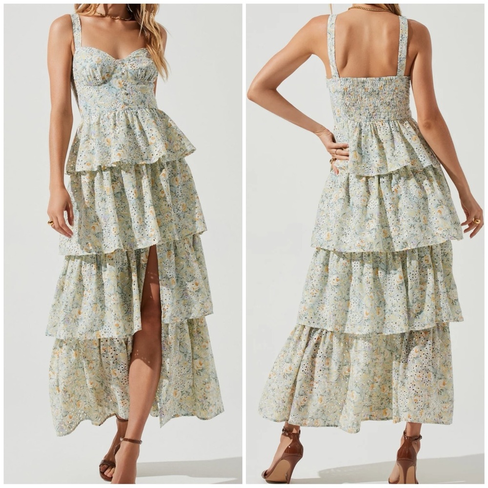 NWT Astr Eyelet Tiered Maxi Dress